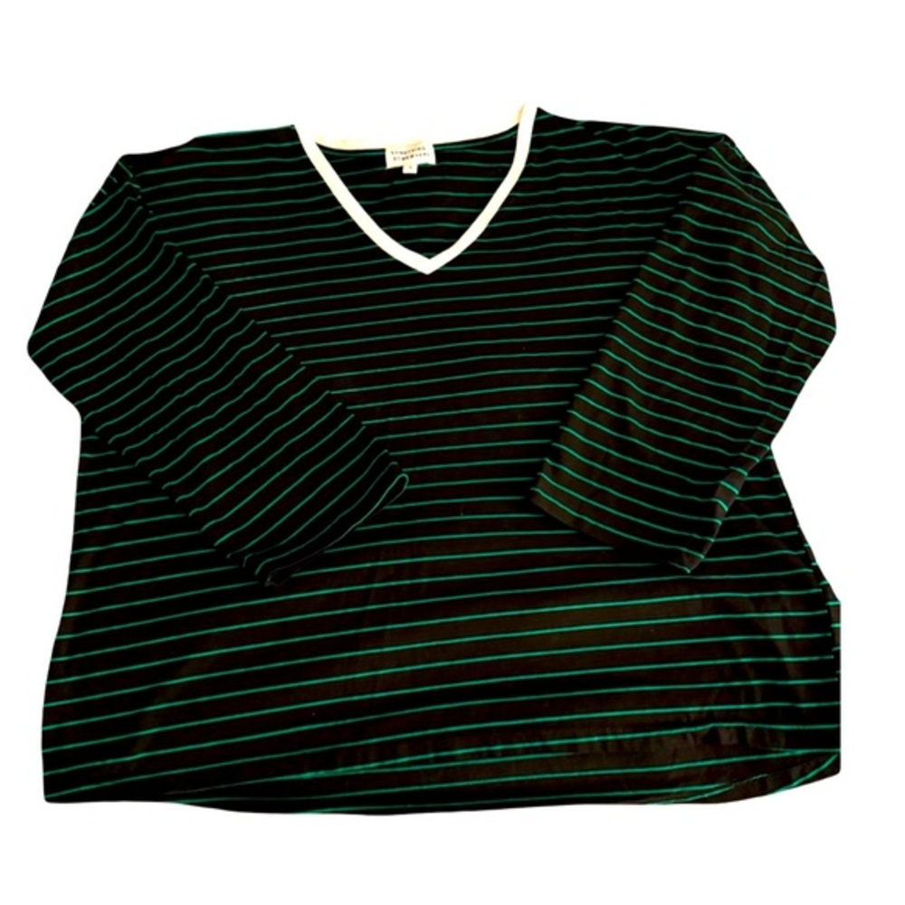 Something, Somewhere  100% Cotton Striped Long Sleeve Top - Black and Green
